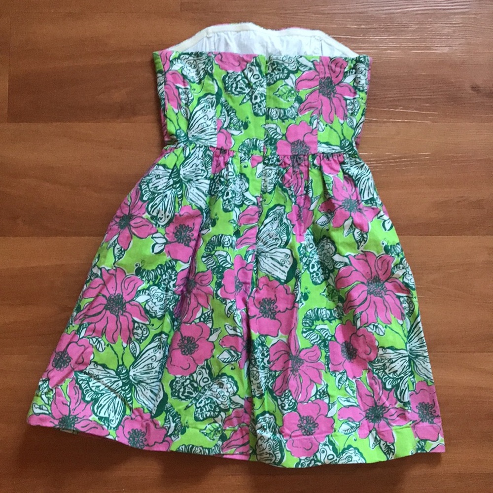 Lilly Pulitzer Strapless Floral Dress in Lime Green & Pink - Picture 3 of 3